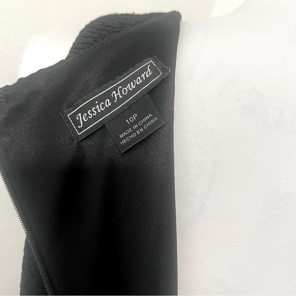 Jessica Howard Women Petite 10P Black 2 Piece Dress Matching Embellished Jacket - Picture 12 of 15